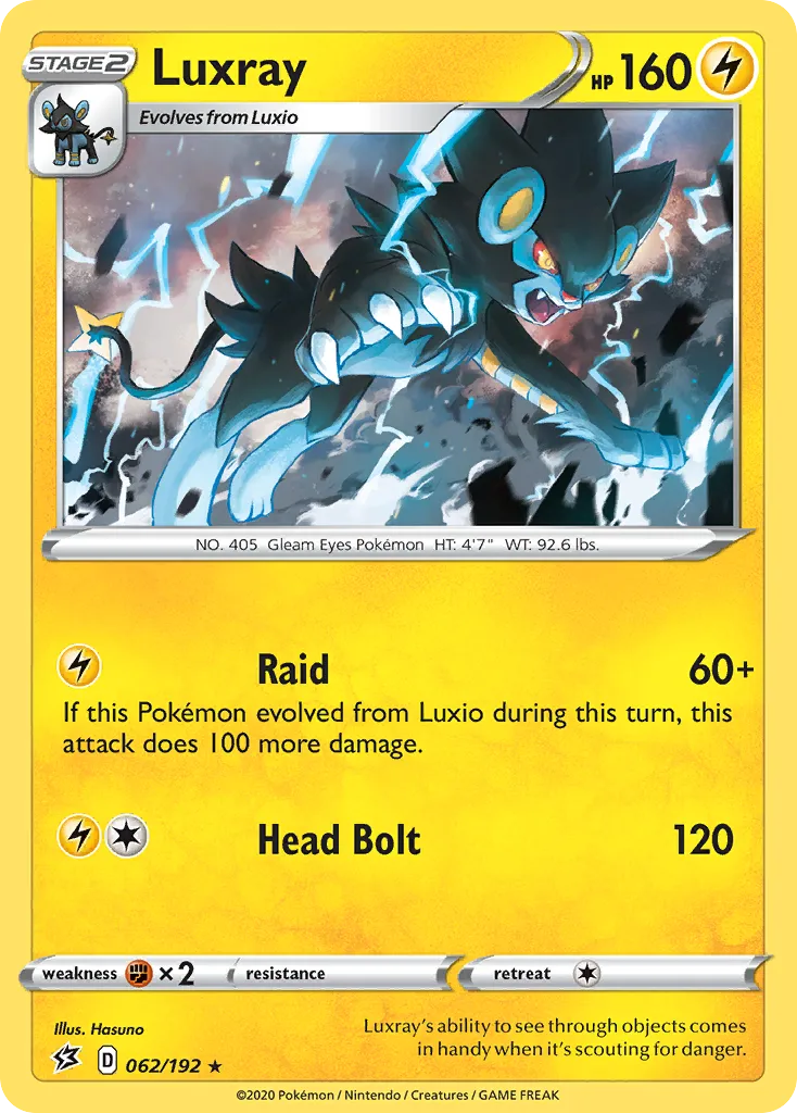2020 Rebel Clash Luxray Rare Holo #062/192 Rare Holo card image