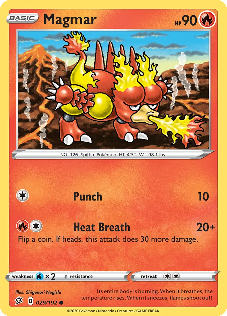 2020 Rebel Clash Magmar Common #029/192 Common card image