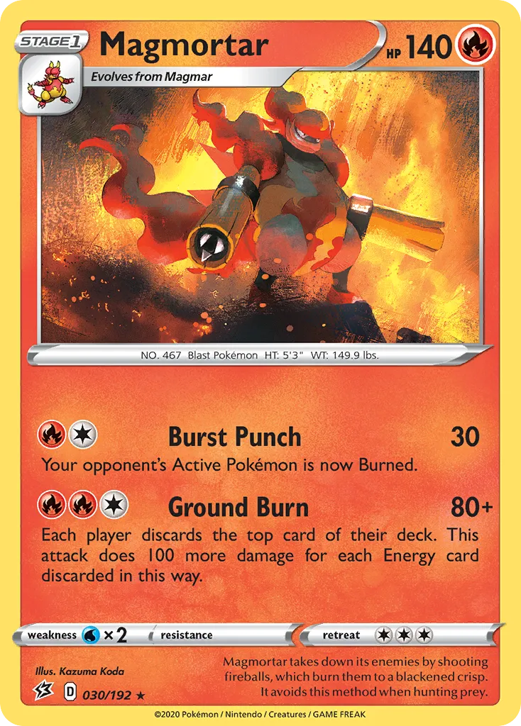 2020 Rebel Clash Magmortar Rare #030/192 Rare card image