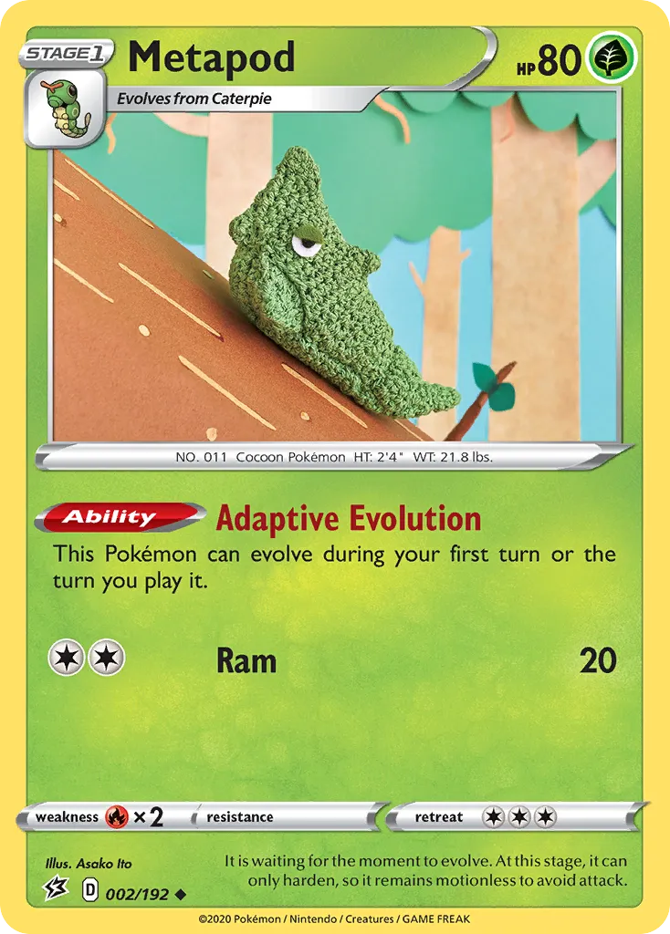 2020 Rebel Clash Metapod Uncommon #002/192 Uncommon card image