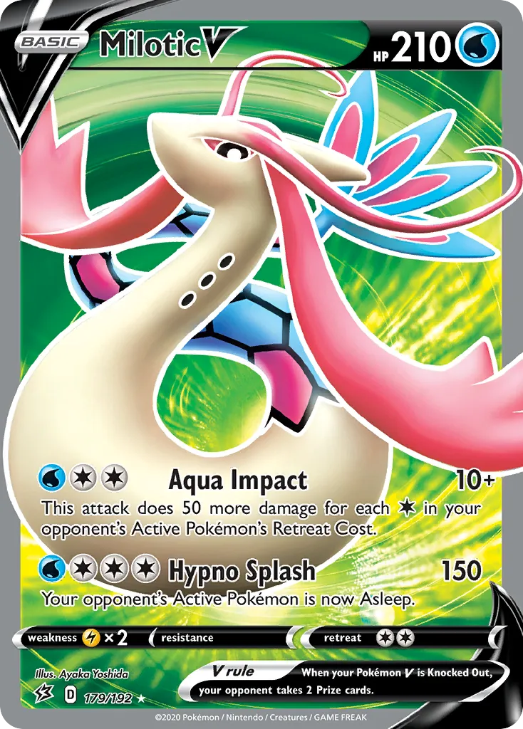 2020 Rebel Clash Milotic V #179/192 Rare Ultra card image