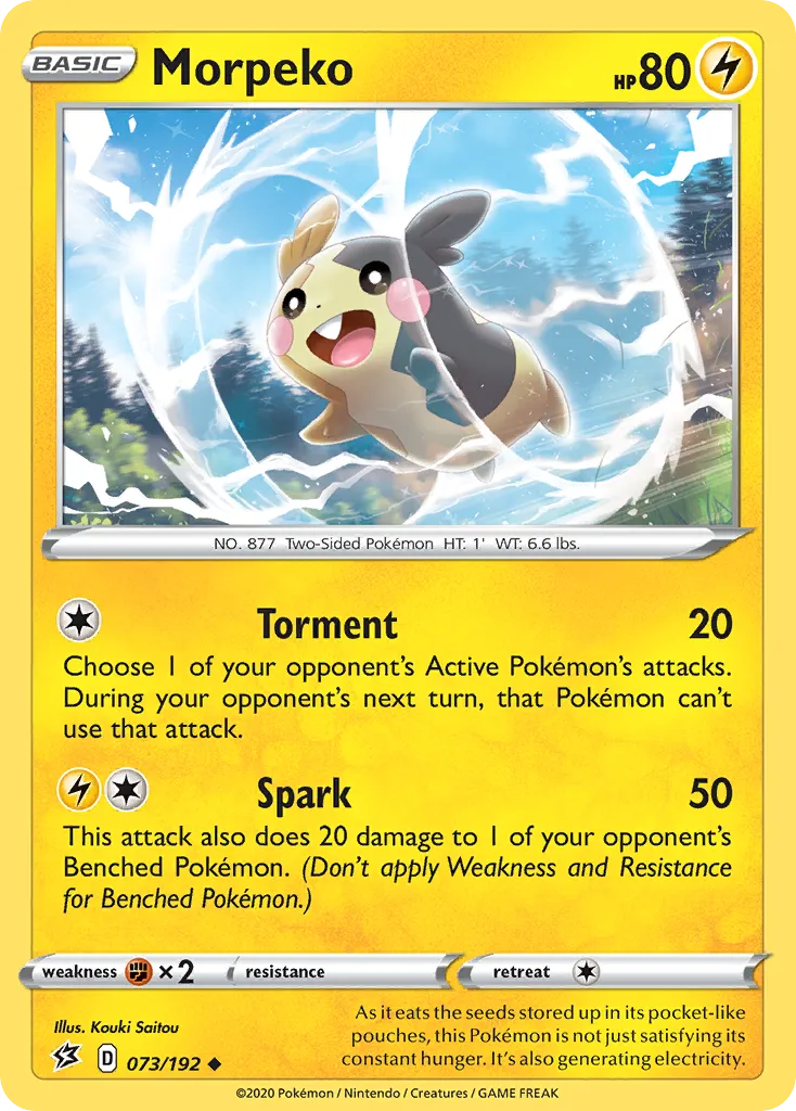 2020 Rebel Clash Morpeko Uncommon #073/192 Uncommon card image