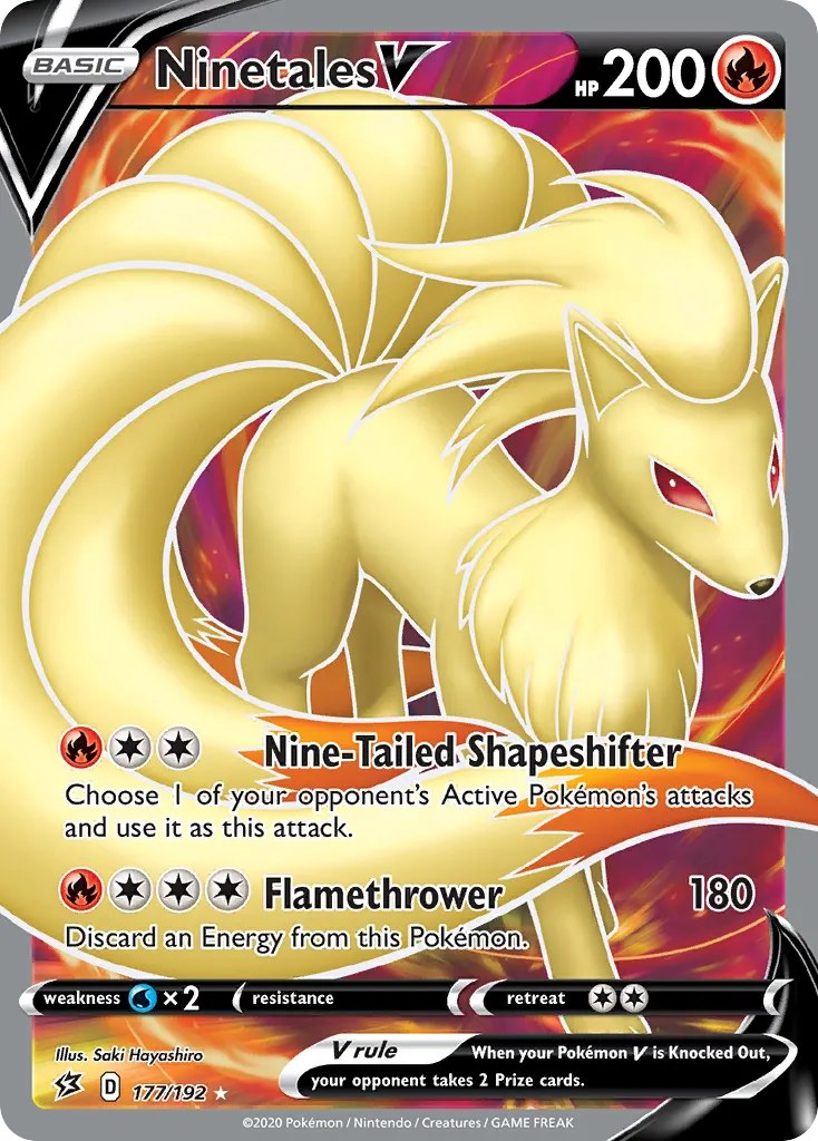 2020 Rebel Clash Ninetales V #177/192 Rare Ultra card image