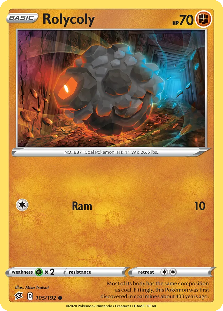 2020 Rebel Clash Rolycoly #105/192 Common card image