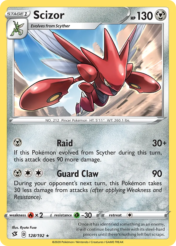 2020 Rebel Clash Scizor #128/192 Rare card image
