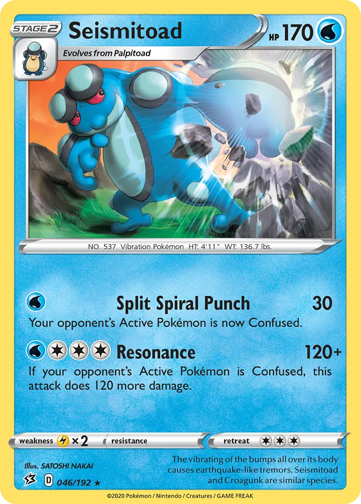 2020 Rebel Clash Seismitoad Rare #046/192 Rare card image
