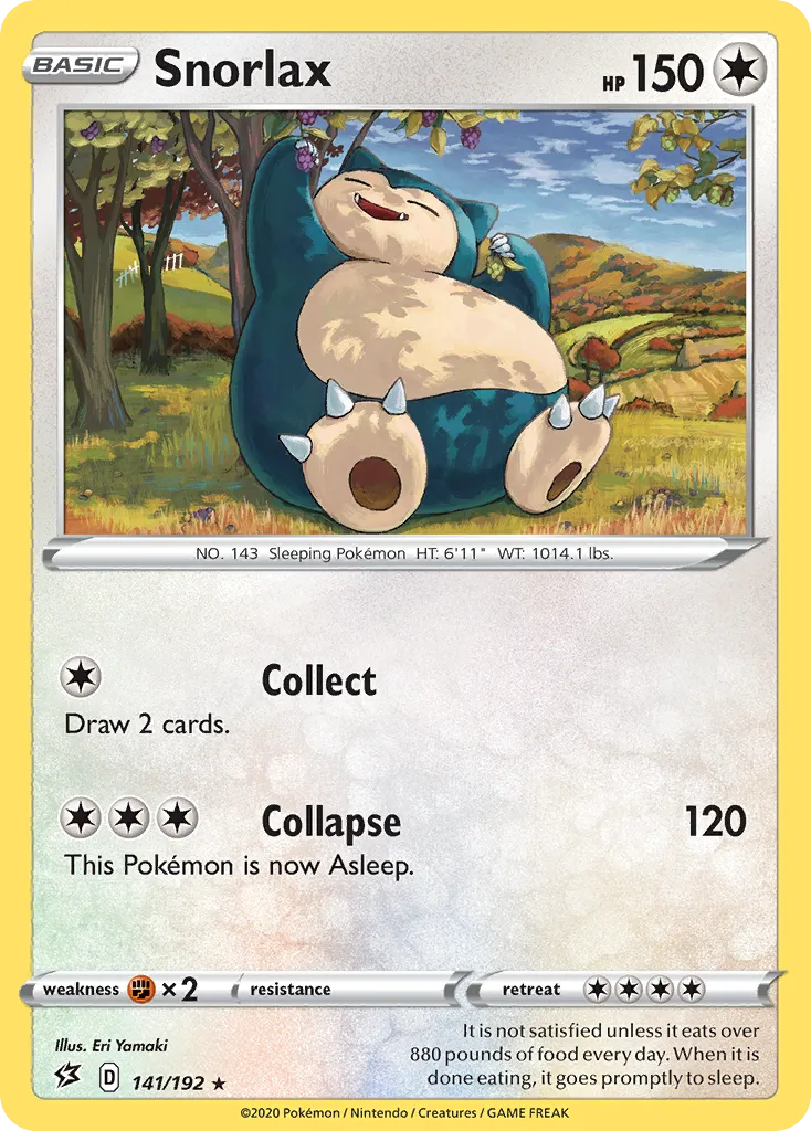 2020 Rebel Clash Snorlax #141/192 Rare card image