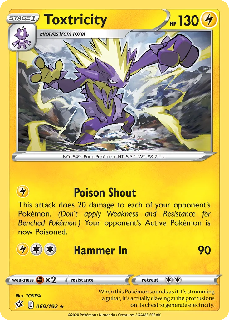 2020 Rebel Clash Toxtricity Rare #069/192 Rare card image