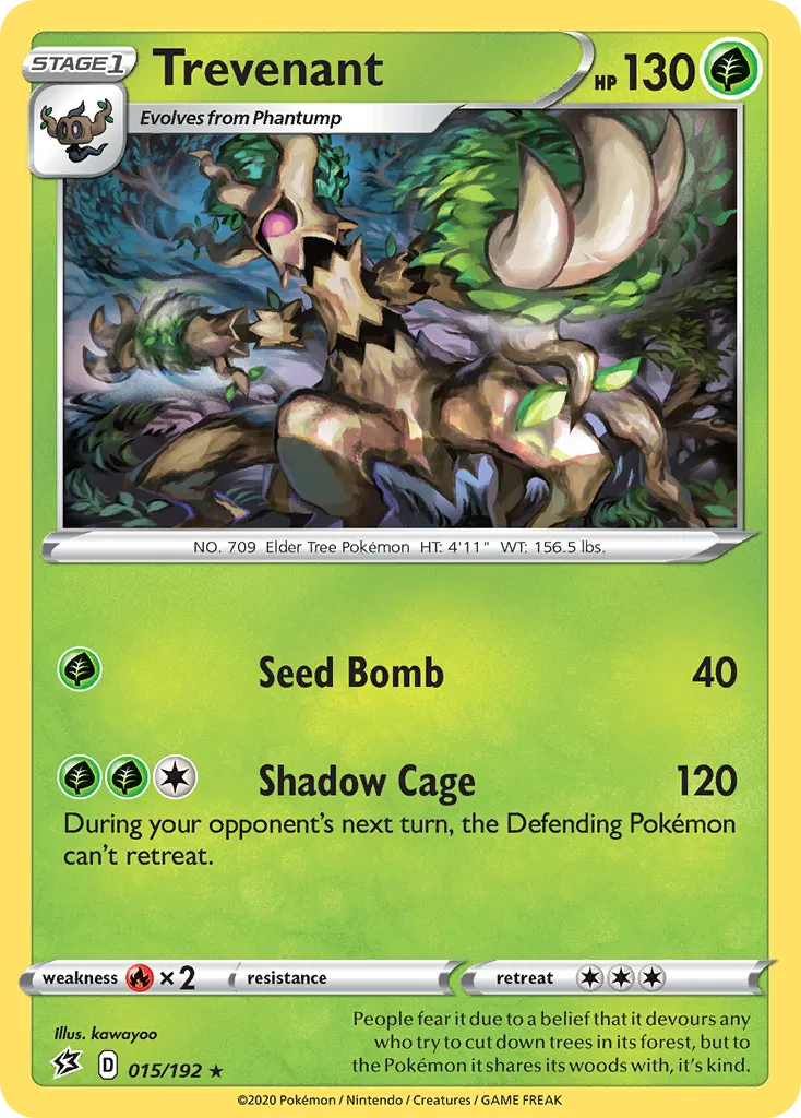 2020 Rebel Clash Trevenant Rare #015/192 Rare card image