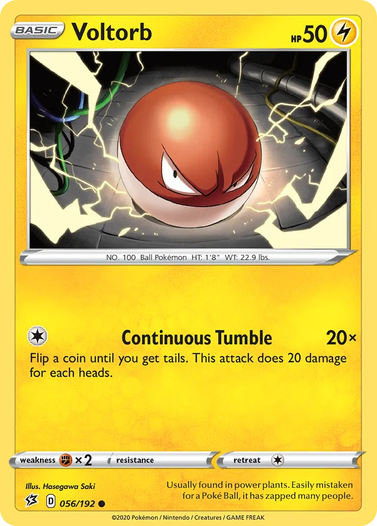 2020 Rebel Clash Voltorb Common #056/192 Common card image