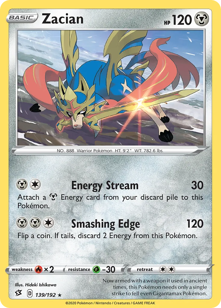 2020 Rebel Clash Zacian #139/192 Rare card image