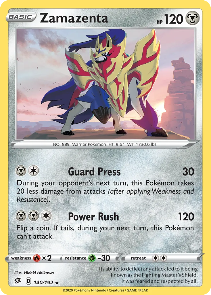 2020 Rebel Clash Zamazenta #140/192 Rare card image