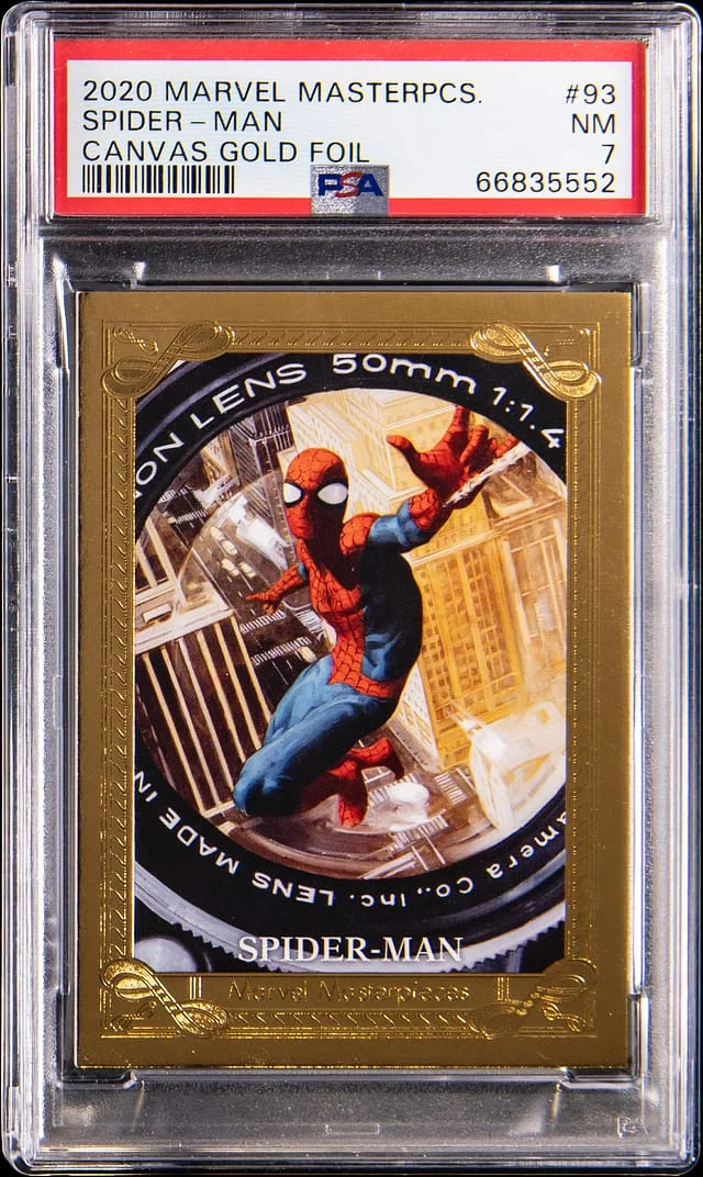 2020 SkyBox Spider-Man Marvel Masterpieces Canvas Gold Foil #93 card image