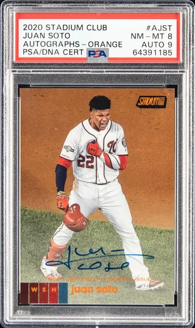 2020 Stadium Club Juan Soto Autographs Orange #AJST card image