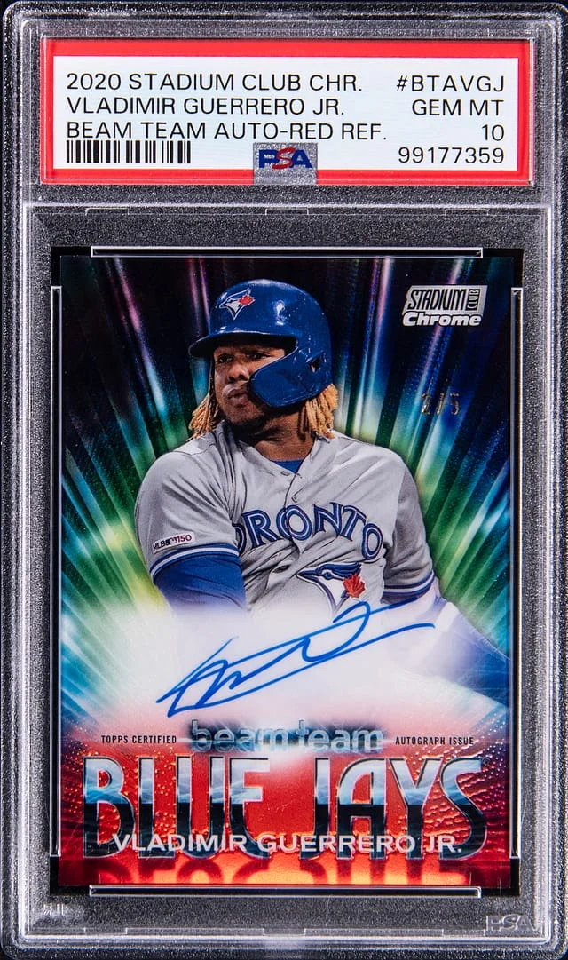 2020 Stadium Club Vladimir Guerrero Jr. Chrome Beam Team Autographs-Red Refractor #BTAVGJ card image