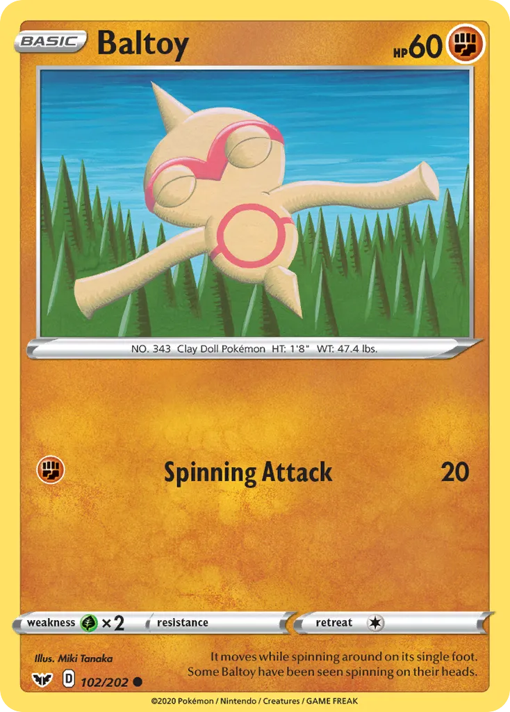 2020 Sword & Shield Baltoy Common #101/202 Common card image