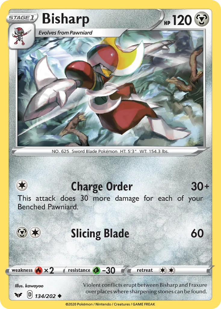 2020 Sword & Shield Bisharp Uncommon #134/202 Uncommon card image