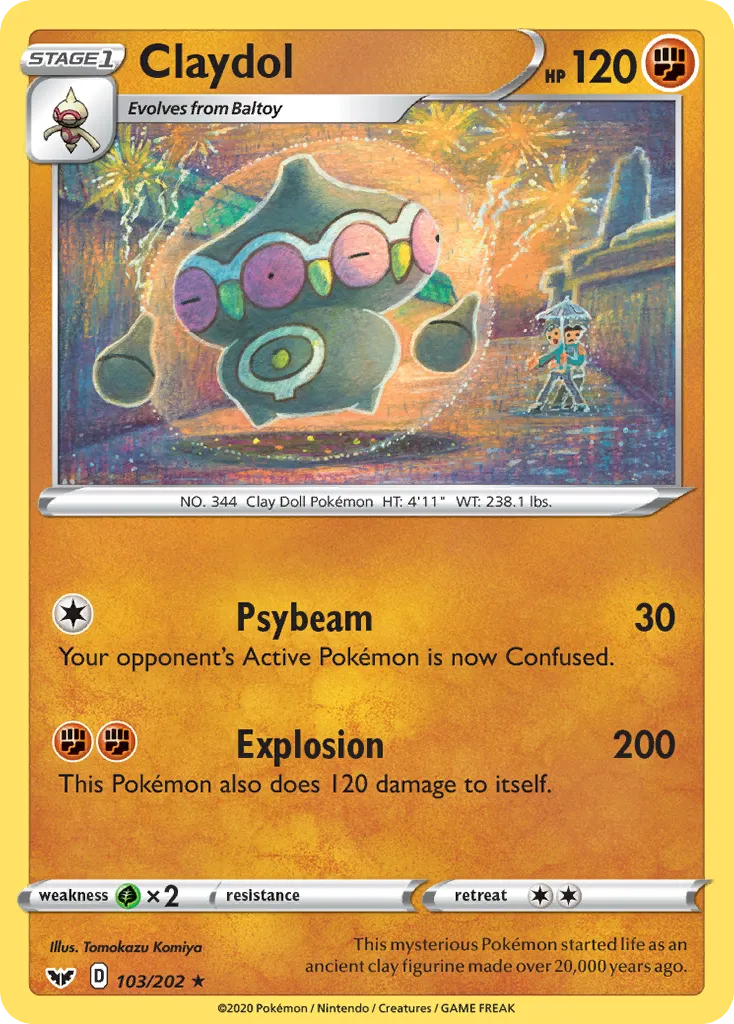 2020 Sword & Shield Claydol Rare #103/202 Rare card image