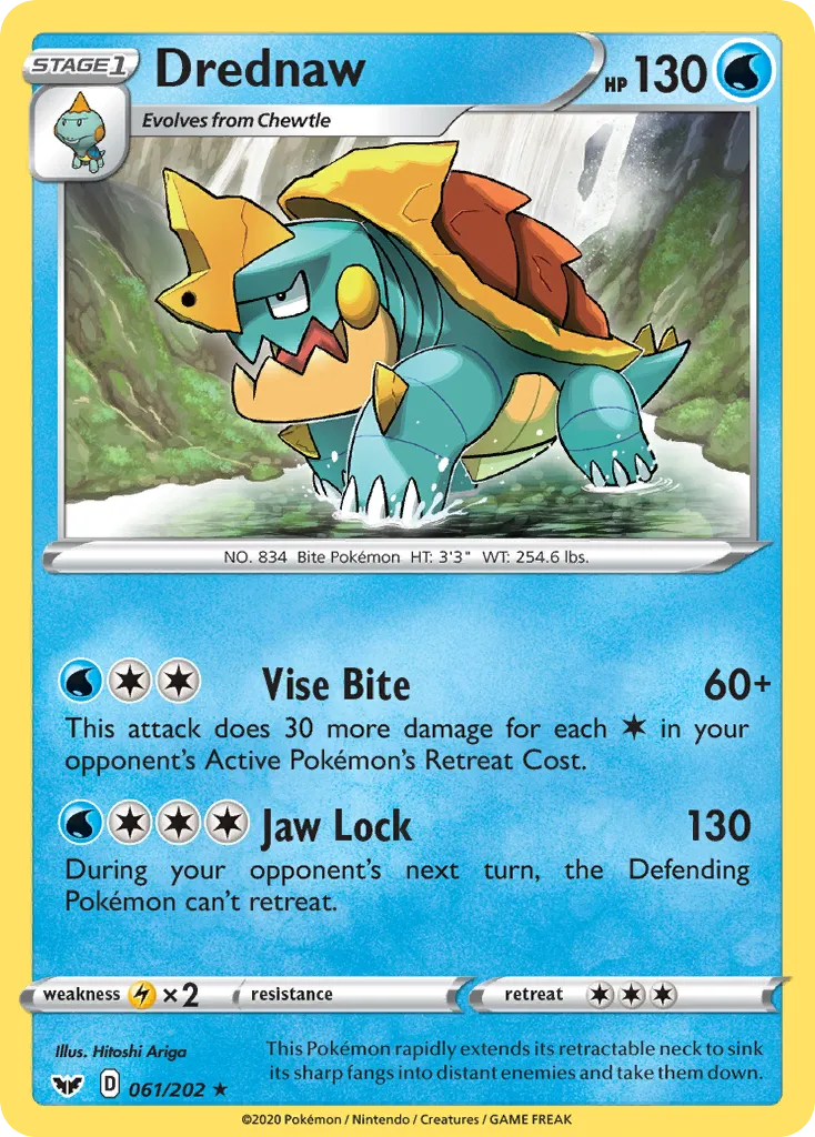 2020 Sword & Shield Drednaw Rare #061/202 Rare card image
