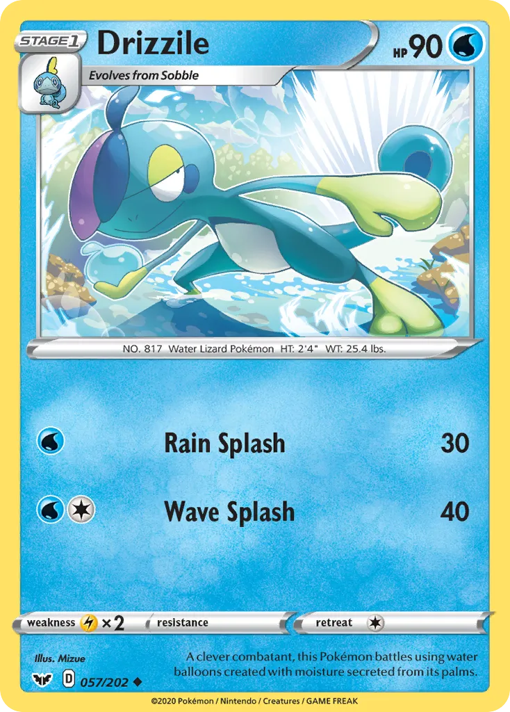 2020 Sword & Shield Drizzile #057/202 Uncommon card image