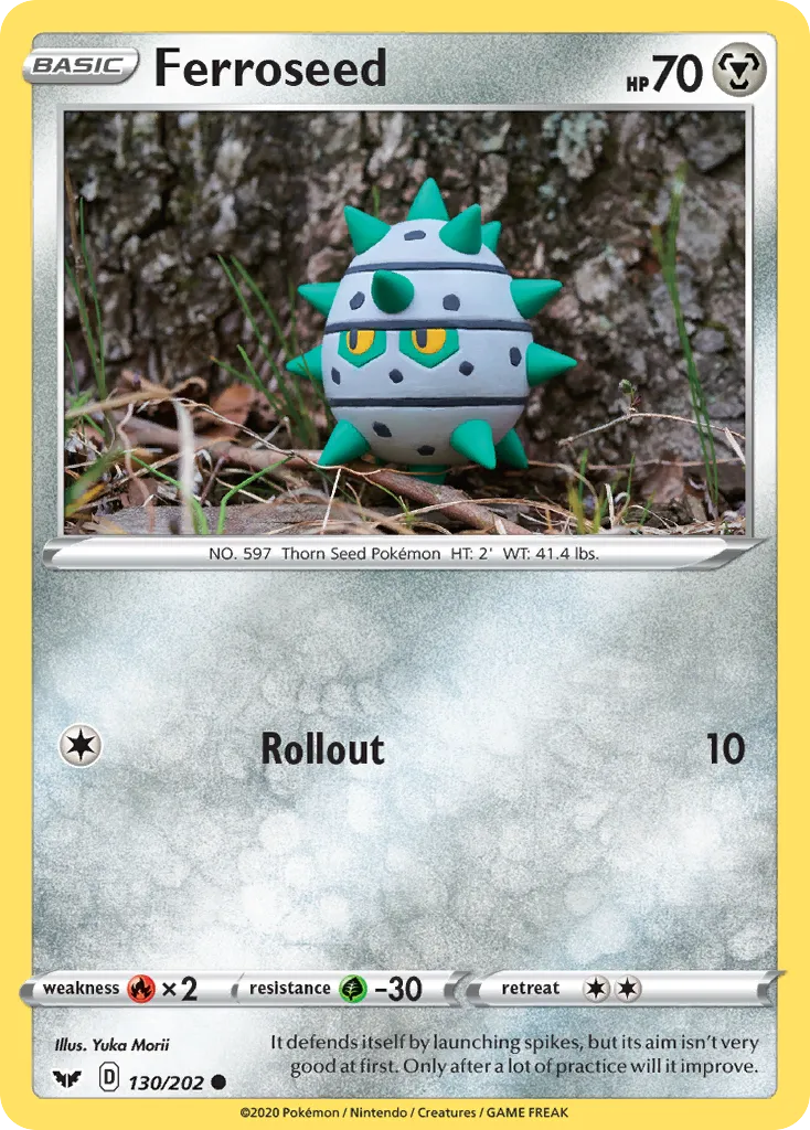 2020 Sword & Shield Ferroseed Common #130/202 Common card image