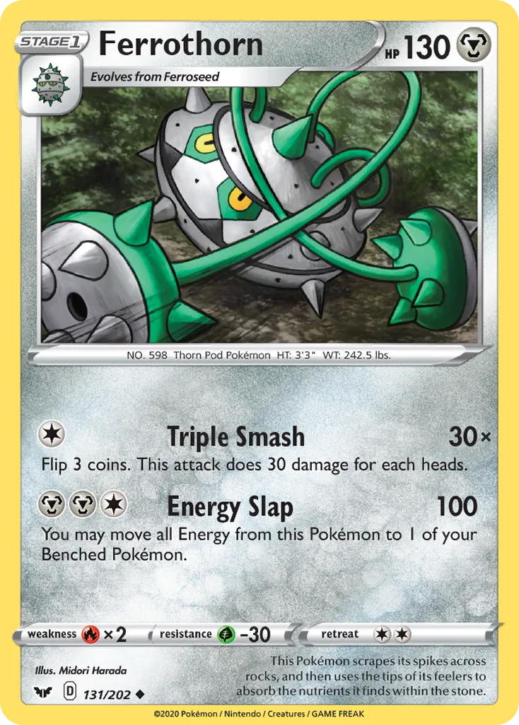2020 Sword & Shield Ferrothorn Uncommon #131/202 Uncommon card image