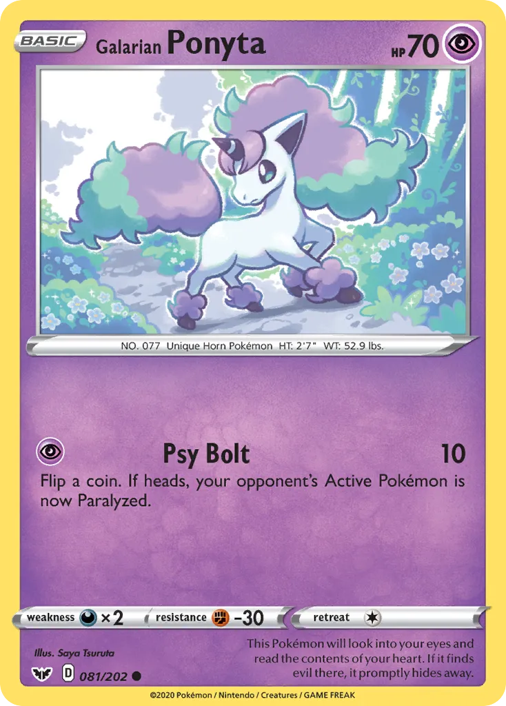 2020 Sword & Shield Galarian Ponyta Common #081/202 Common card image