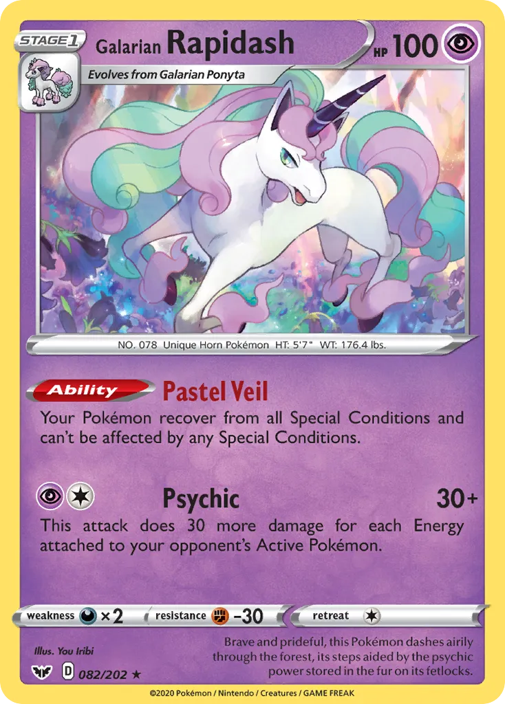 2020 Sword & Shield Galarian Rapidash Rare #082/202 Rare card image
