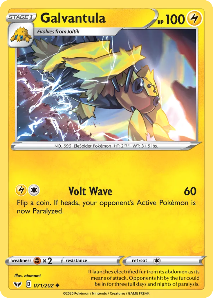 2020 Sword & Shield Galvantula Uncommon #071/202 Uncommon card image