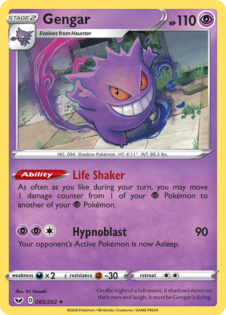 2020 Sword & Shield Gengar Rare Holo #085/202 Rare Holo card image