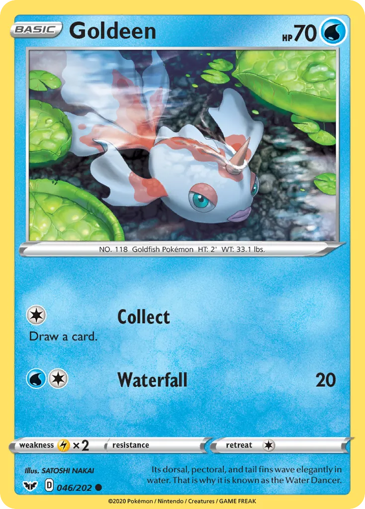 2020 Sword & Shield Goldeen Common #045/202 Common card image