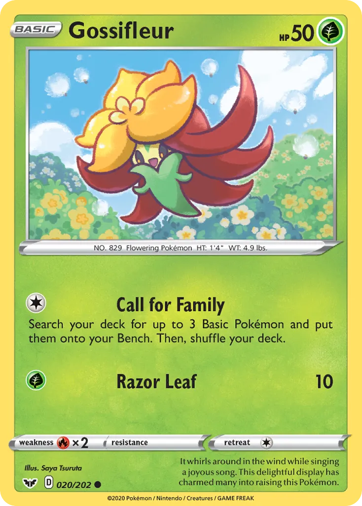 2020 Sword & Shield Gossifleur Common #020/202 Common card image