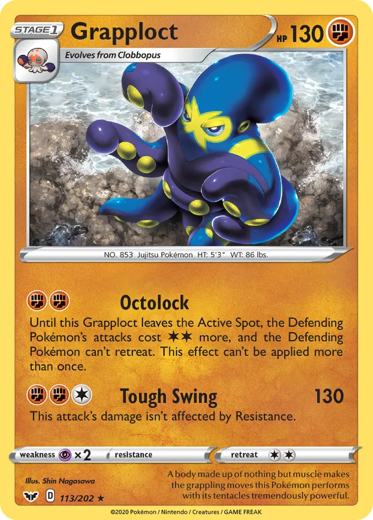 2020 Sword & Shield Grapploct Rare #113/202 Rare card image