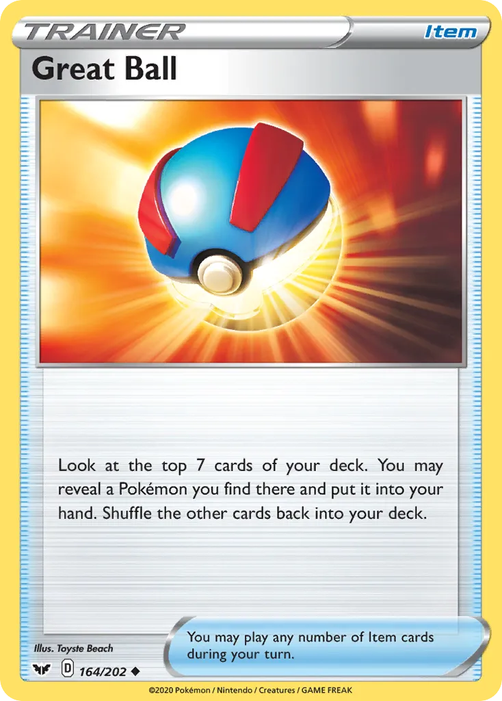 2020 Sword & Shield Great Ball Uncommon #164/202 Uncommon card image