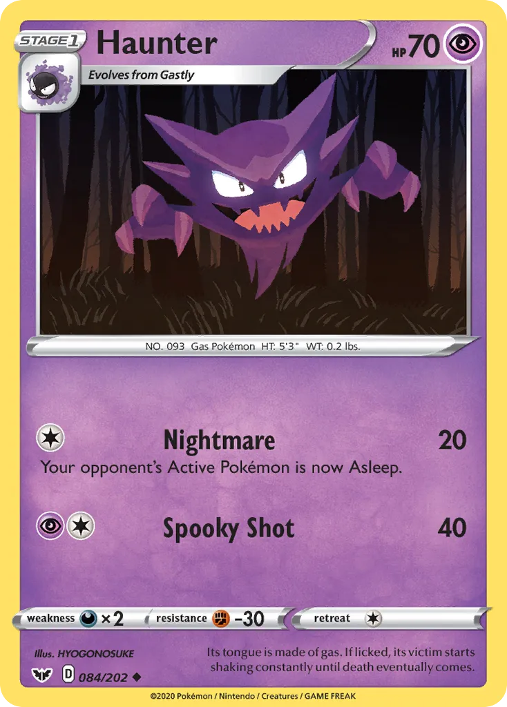 2020 Sword & Shield Haunter Uncommon #084/202 Uncommon card image