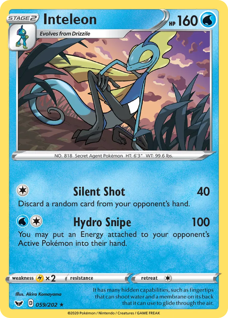 2020 Sword & Shield Inteleon #059/202 Rare card image