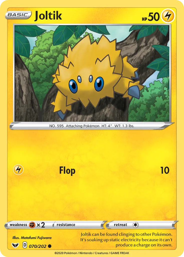 2020 Sword & Shield Joltik Common #070/202 Common card image