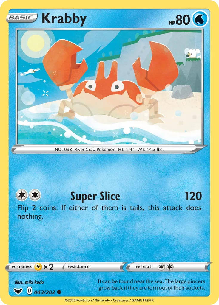 2020 Sword & Shield Krabby #043/202 Common card image