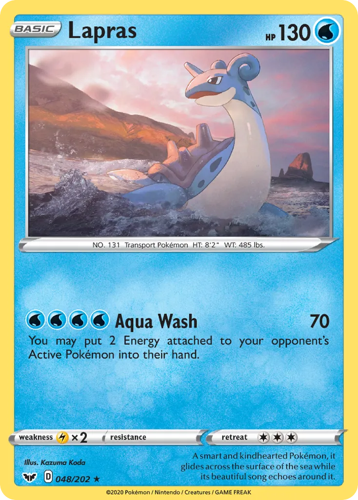 2020 Sword & Shield Lapras Rare #048/202 Rare card image