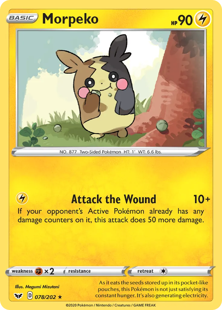 2020 Sword & Shield Morpeko Rare #078/202 Rare card image