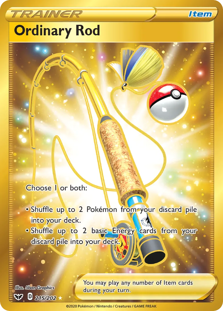 2020 Sword & Shield Ordinary Rod #215/202 Rare Secret card image