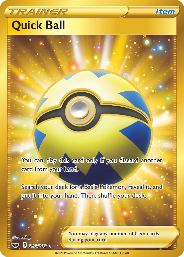 2020 Sword & Shield Quick Ball #216/202 Rare Secret card image