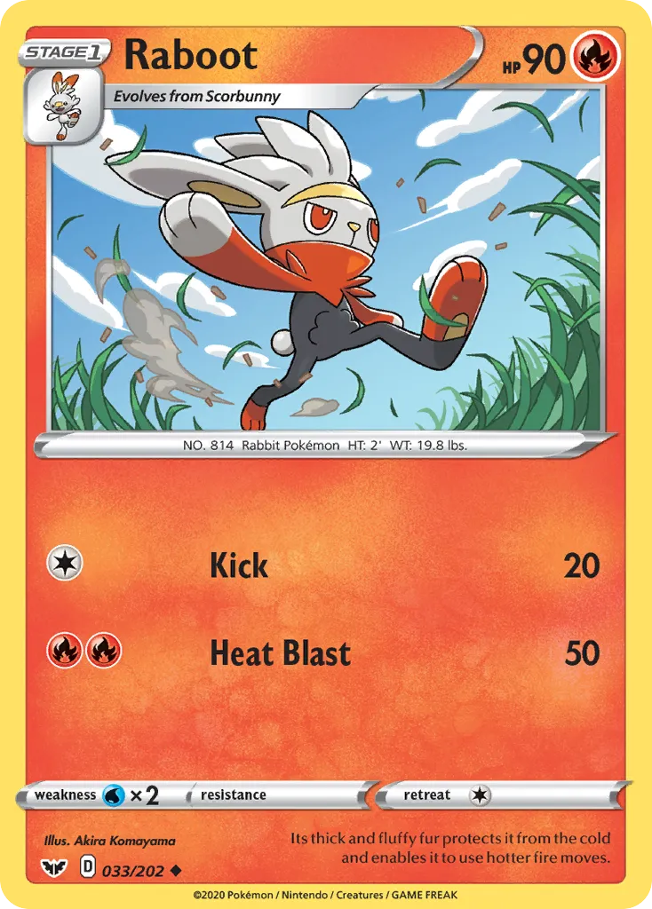 2020 Sword & Shield Raboot #033/202 Uncommon card image