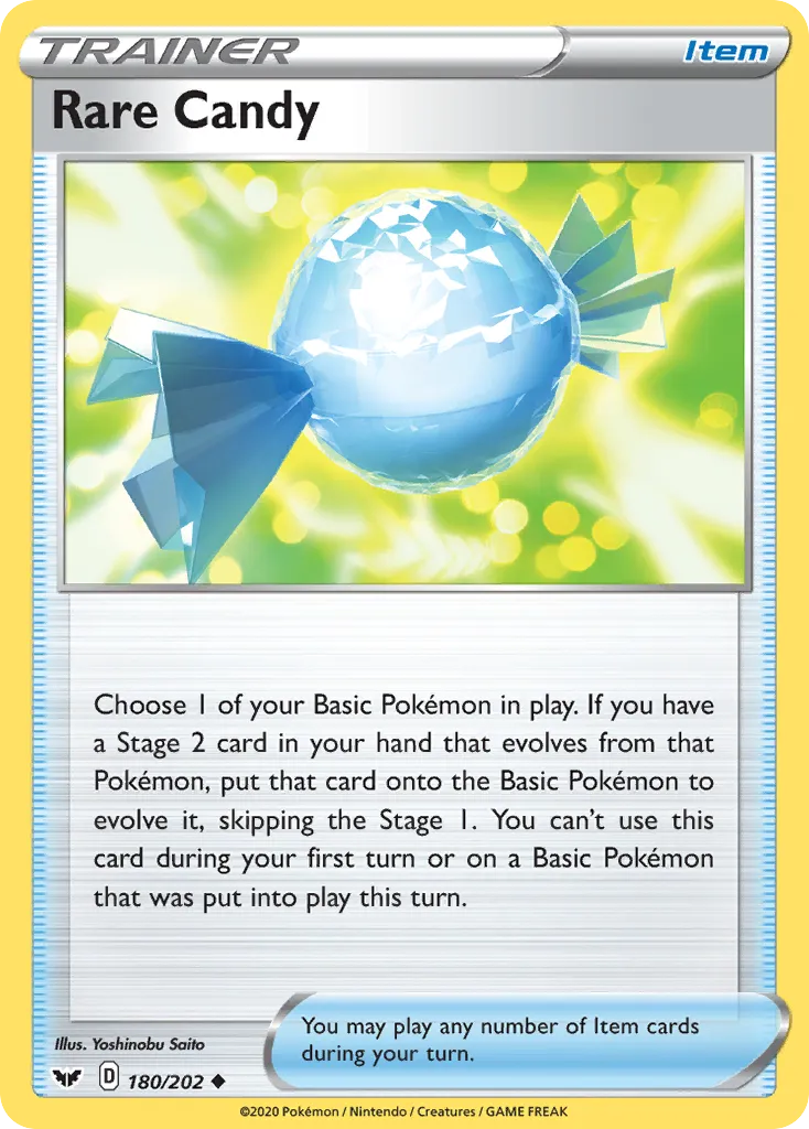 2020 Sword & Shield Rare Candy Uncommon #180/202 Uncommon card image