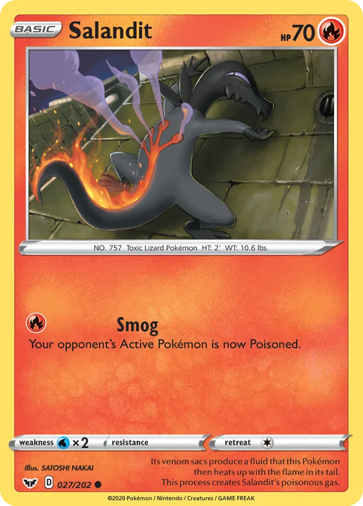 2020 Sword & Shield Salandit Common #027/202 Common card image