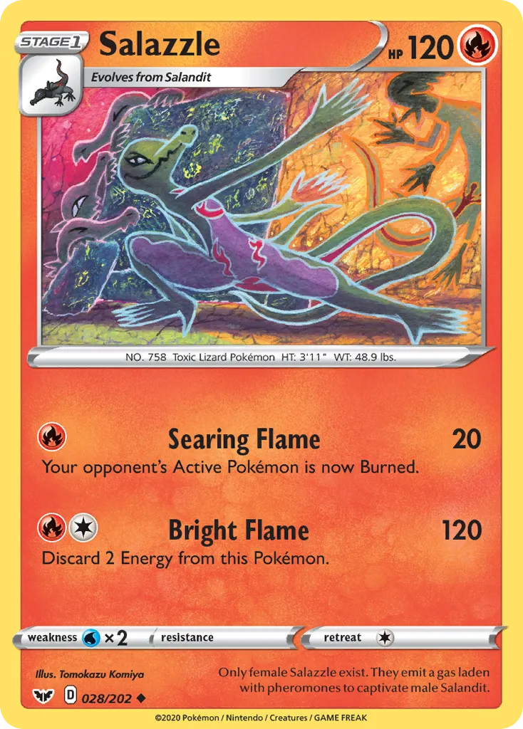 2020 Sword & Shield Salazzle Uncommon #028/202 Uncommon card image