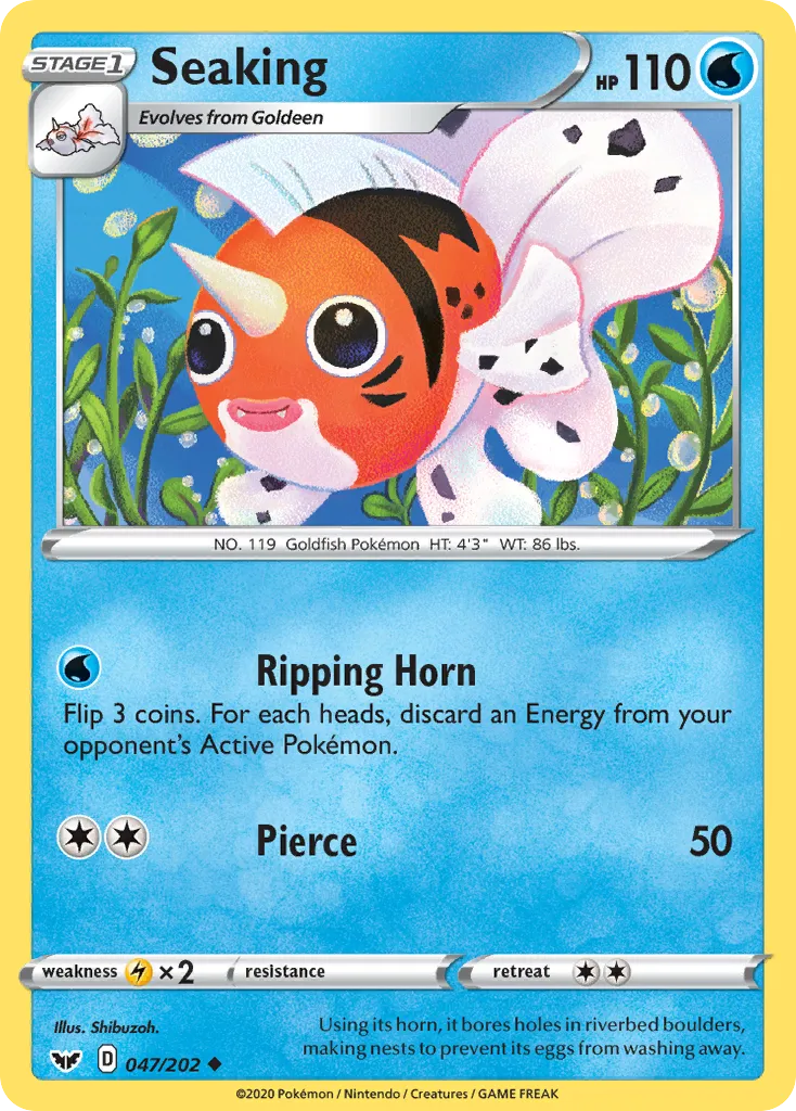 2020 Sword & Shield Seaking Uncommon #047/202 Uncommon card image