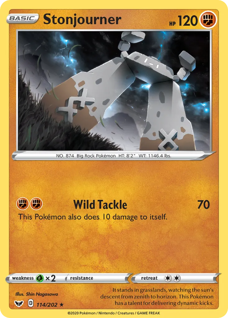 2020 Sword & Shield Stonjourner Rare #114/202 Rare card image