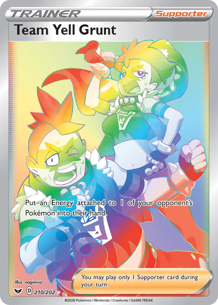 2020 Sword & Shield Team Yell Grunt #210/202 Rare Rainbow card image
