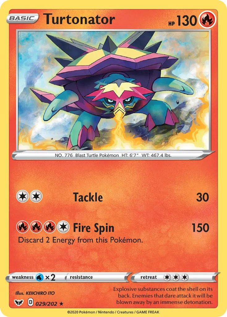 2020 Sword & Shield Turtonator Rare #029/202 Rare card image
